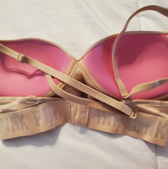VS Pink tan bra padded push up, no underwire. 32A - Picture 3 of 4